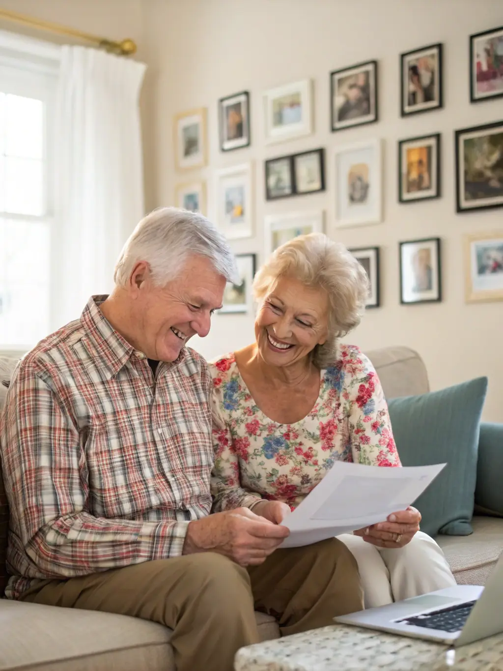 A senior couple smiling and relaxed, symbolizing the security and benefits of Medicare plans offered by Helping Hand Advisors.