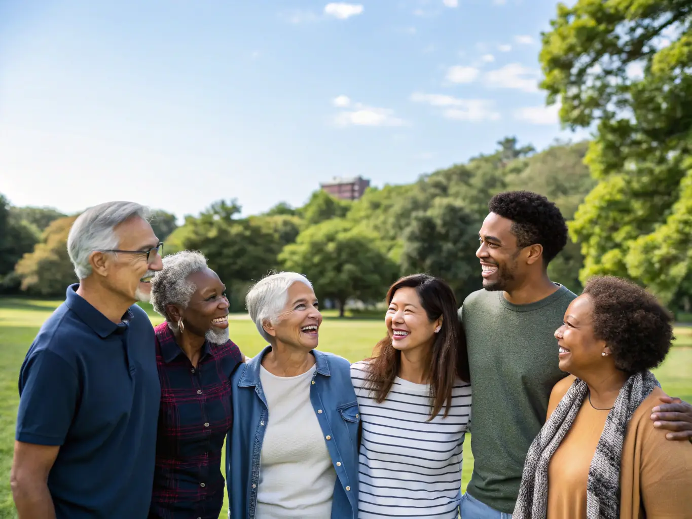 A diverse group of people standing together, representing the community and the various needs for life insurance. The image is used to represent the flexibility and customization of universal life insurance.